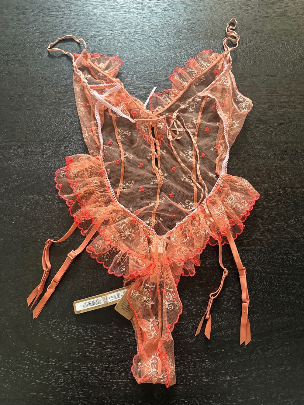 Skims embroidered tulle garter teddy - Picture 7 of 7